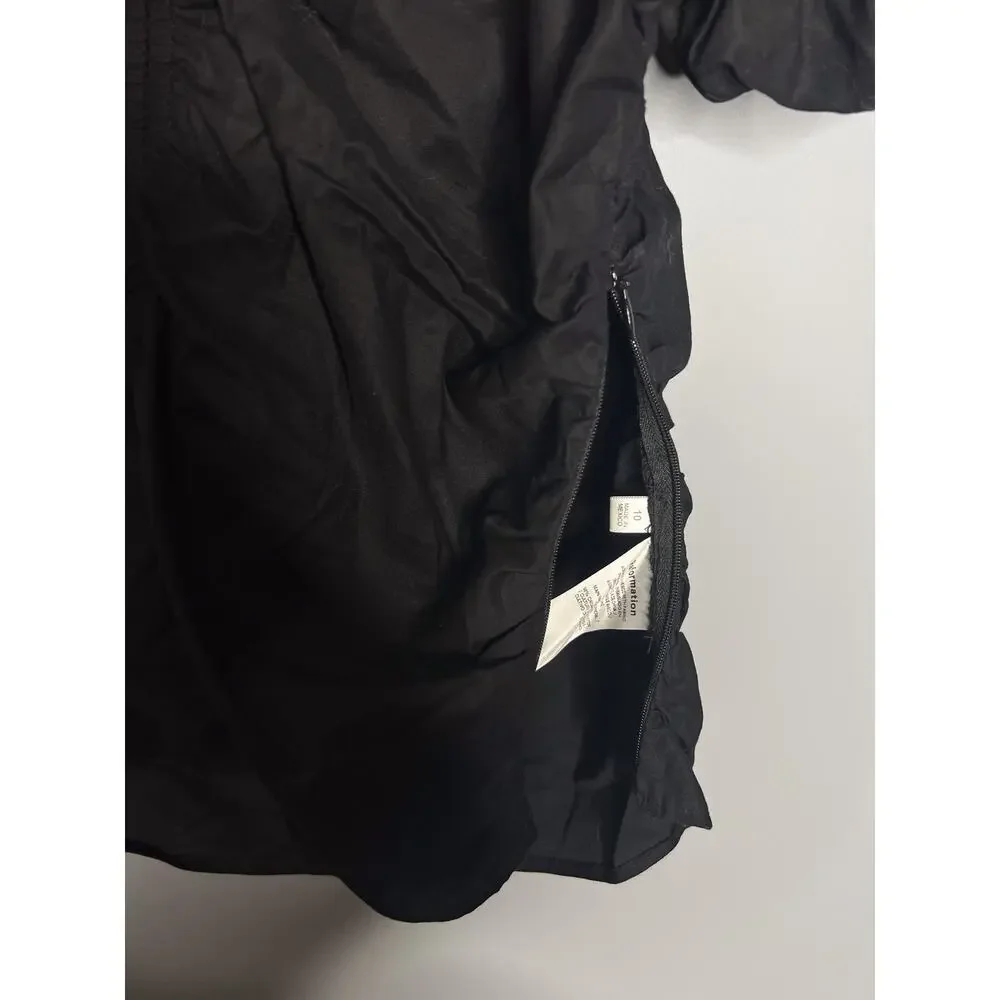 Reformation Sonny Puff Sleeve Top Size 10 Black Short Sleeve Ruched‎ Blouse